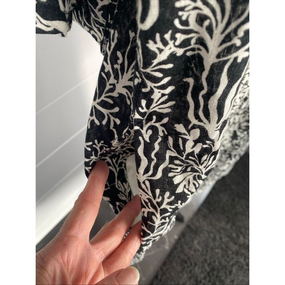 Martha Stewart Kaftan Dress Beach Cover-Up Size S Black & White Linen Blend - Picture 12 of 12